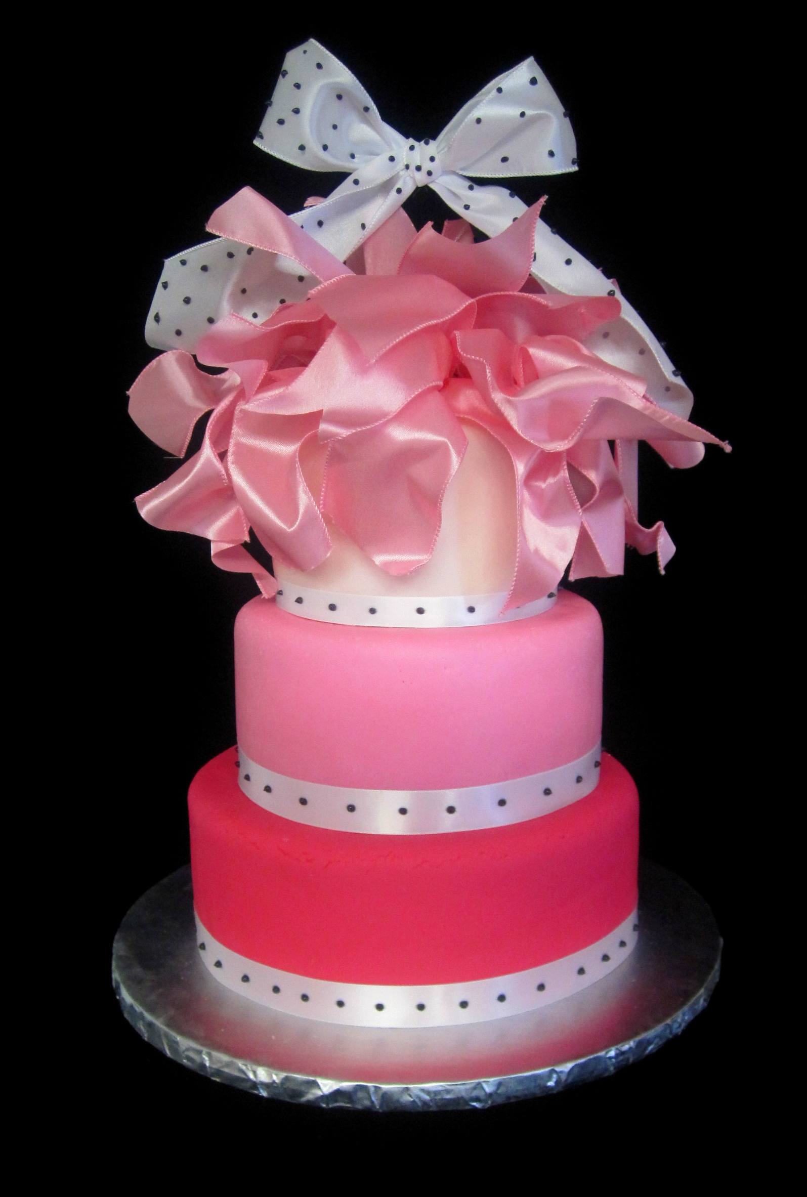 Pink Baby Shower Cake with Black and White Polka Dots Danville, KY ...